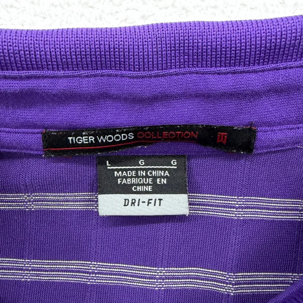 Nike Tiger‎ Woods Collection Purple Striped Golf Polo Shirt Oak Hill C.C.